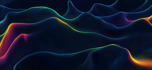 Obraz premium colorful neon-curved abstract shapes on a black background
