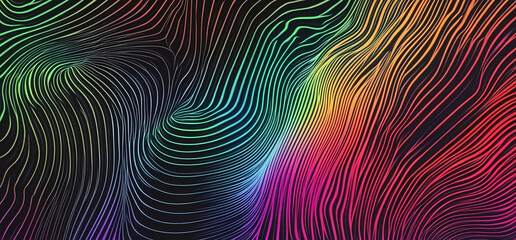 Obraz premium colorful neon-curved abstract shapes on a black background