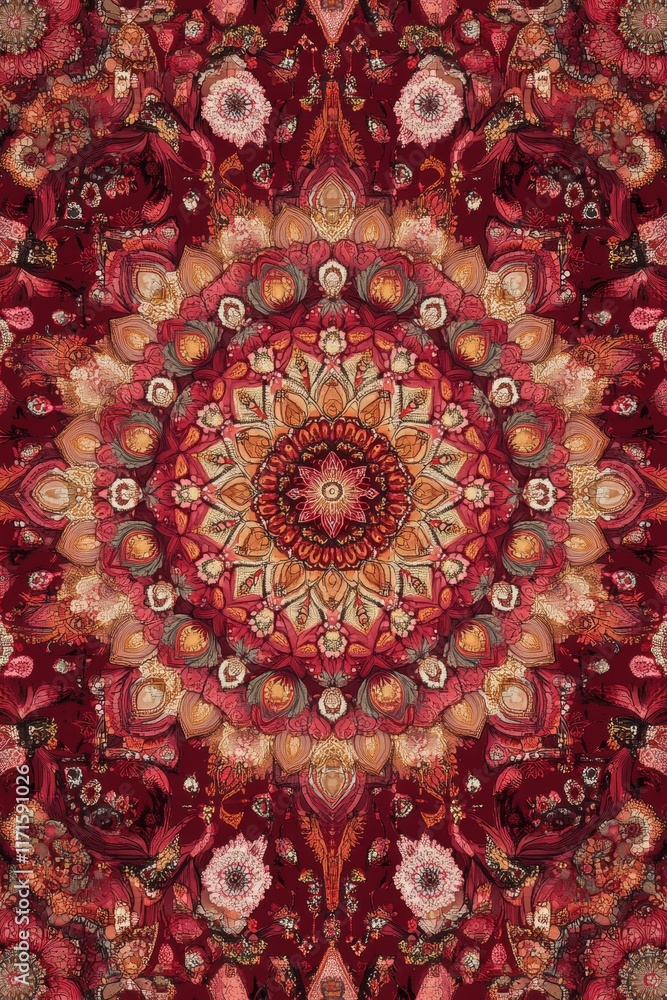 Aufkleber intricate mandala-inspired heart patterns in rich red and gold tones create a captivating visual exp