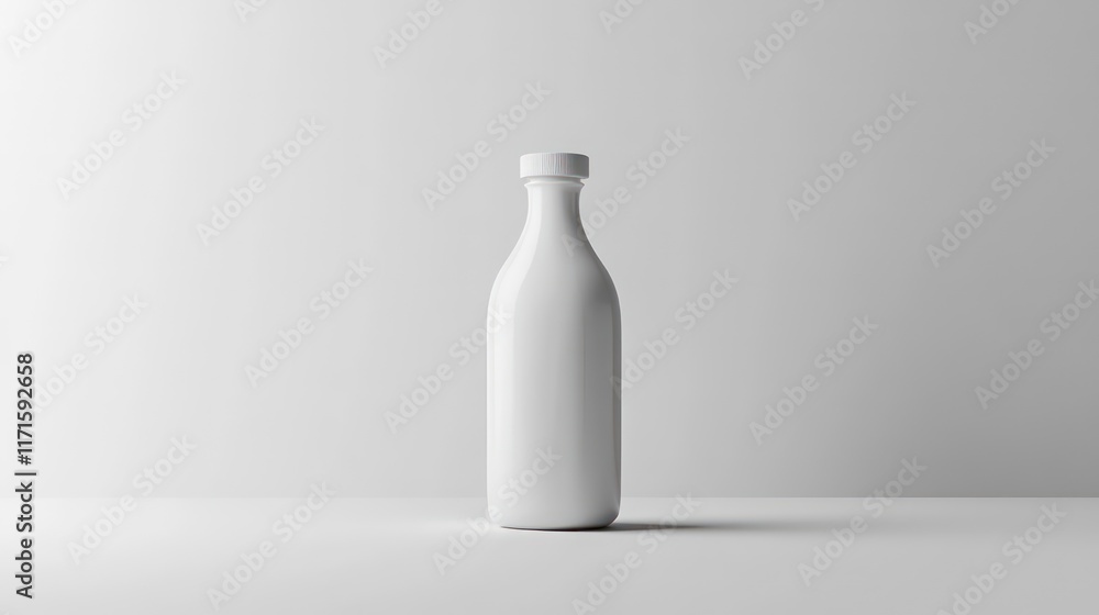 Aufkleber bottle of milk standing alone against a pristine white background emphasizing purity and simplicity 
