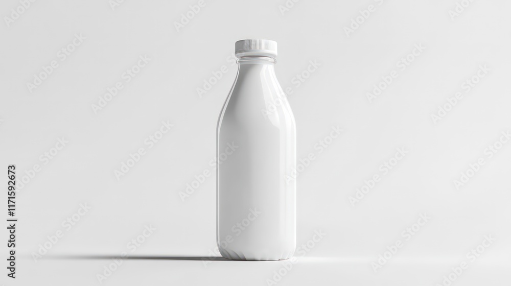 Poster bottle of milk standing alone against a pristine white background emphasizing purity and simplicity 