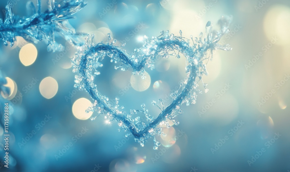 Poster abstract texture of bokeh heart shaped light background. sparkling light with copy space for valenti