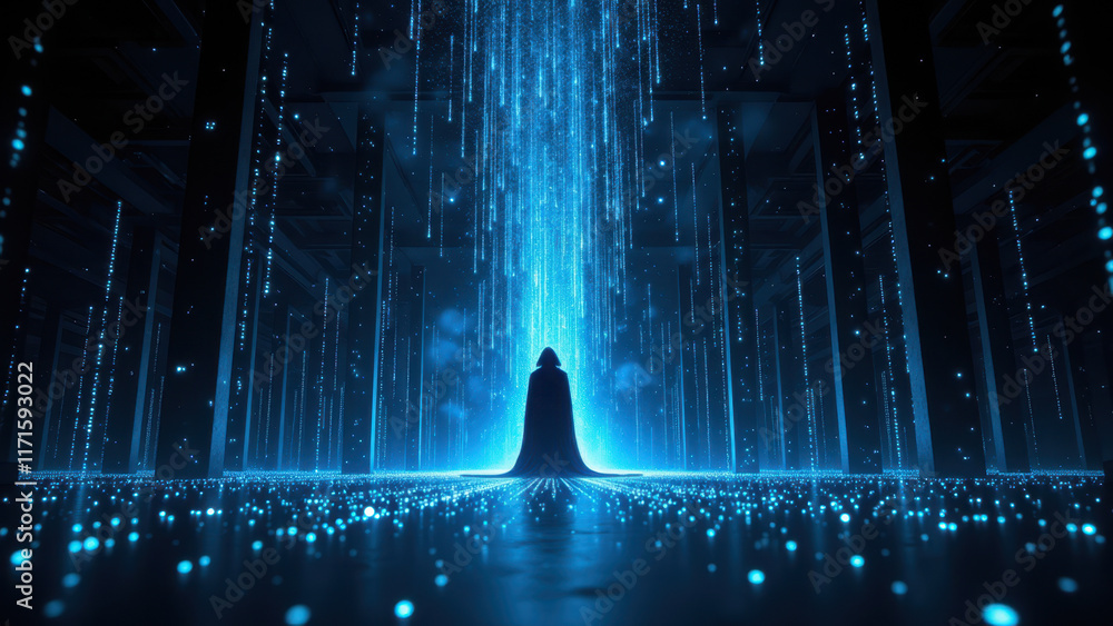 Aufkleber futuristic ai superintelligence with holographic interface and advanced technology.