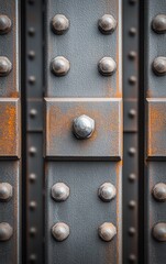 Rusty metal plate with rivets