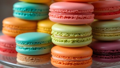 Fototapeta premium colorful macaroons on wooden background