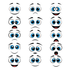 Collection Of Different Cartoon Faces Expressions Vector On An Isolated Background