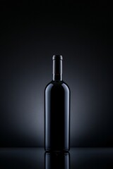Elegant Black Wine Bottle on Black Background