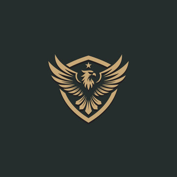 eagle shield logos with modern style for security, defense, technology company
