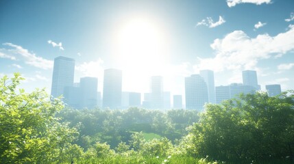 Aerial View of Skyscrapers Above Green Spaces
