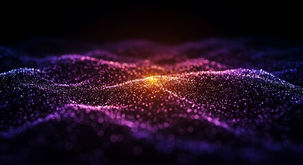 Abstract tech background with illuminated fiber optic connections, quantum computing network system electronic global intelligence