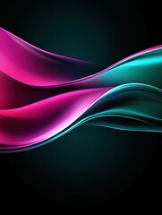 Fototapeta premium abstract fluid waves, vibrant neon colors, purple and blue gradient, dynamic swirling motion, glowing energy, digital art, dark background, smooth glossy texture, futuristic design, 3D rendering, high