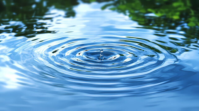 Reflective water puddle texture, rippled surface reflecting sky and trees, natural and dynamic. Rippled. Illustration