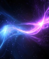 Fototapeta premium cosmic aurora, flowing energy waves, vibrant colors, starry night sky, blue and pink gradients, glowing ethereal light, galactic swirl, celestial phenomenon, space background, magical atmosphere, drea