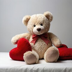 Obraz premium teddy brown bear with red heart