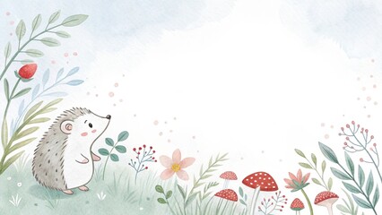 Obraz premium simple shape cute cartoon beautiful watercolor illustration background