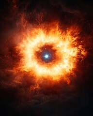Fototapeta premium Cosmic Explosion in Orange and Blue