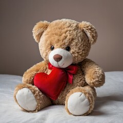 Obraz premium teddy brown bear with red heart