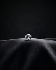 Elegant diamond on black satin fabric