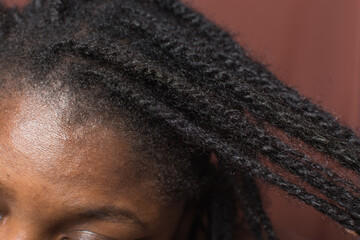 Black 4c hair in mini twists being stretched, mini twist protective hairstyle, natural curly hair...