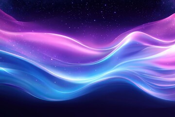 Cosmic energy waves, vibrant pink and blue aurora, deep space background, starry night sky, ethereal nebula, swirling light patterns, celestial phenomenon, galactic colors, interstellar clouds, lumino