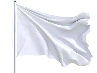 white flag hit by the wind isolated on transparent or white background, png cutout