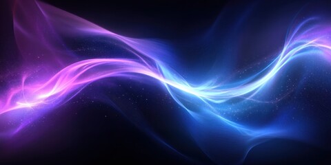 Fototapeta premium Abstract cosmic energy, vibrant purple and blue waves, flowing ethereal light, dynamic swirling patterns, galactic nebula, celestial aurora, interstellar phenomenon, cosmic dance, luminous wisps, deep
