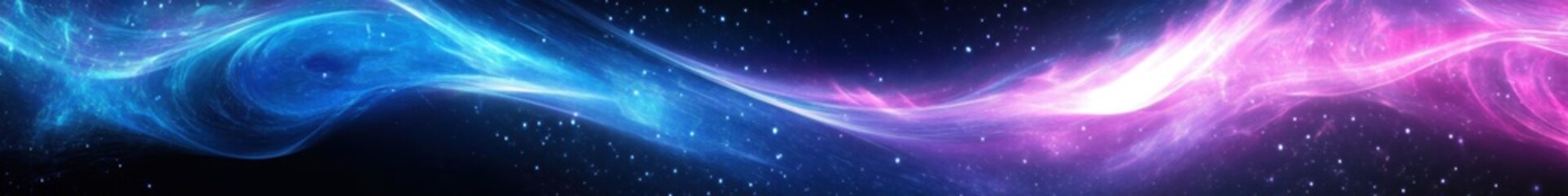 Fototapeta premium Cosmic energy waves, vibrant pink and blue aurora, deep space background, starry night sky, ethereal nebula, swirling light patterns, celestial phenomenon, galactic colors, interstellar clouds, lumino