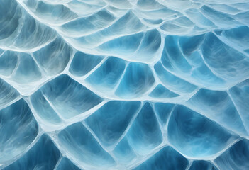 Close-up of abstract blue ice formations with smooth, translucent textures.