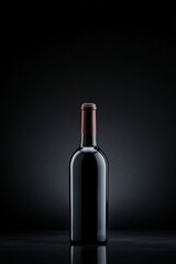 Red Wine Bottle on Dark Background