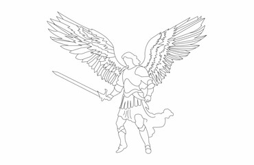 angel with wings outline vector