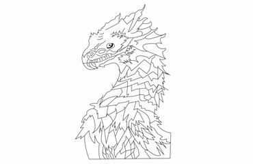 outline vector illustration of a dragon