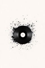 Vinyl Record with Ink Splash