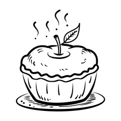 Apple pie icon in doodle style