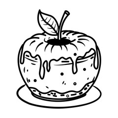 A drawing style icon of backed apple