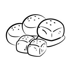 A doodle style icon of butter buns