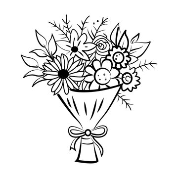 A hand drawn icon of flower bouquet