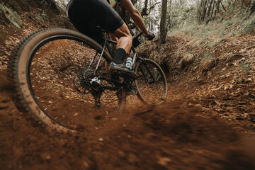 Cyclist Skidding on Dirt in Action with Gravel Bike © Israel
