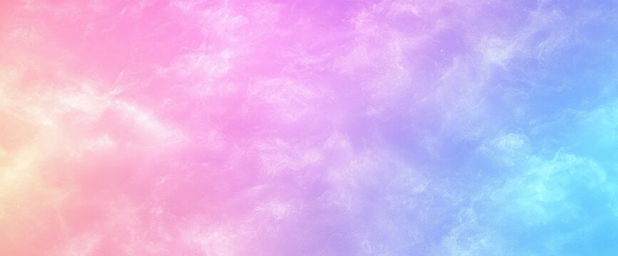 Pastel rainbow cloudy sky background.