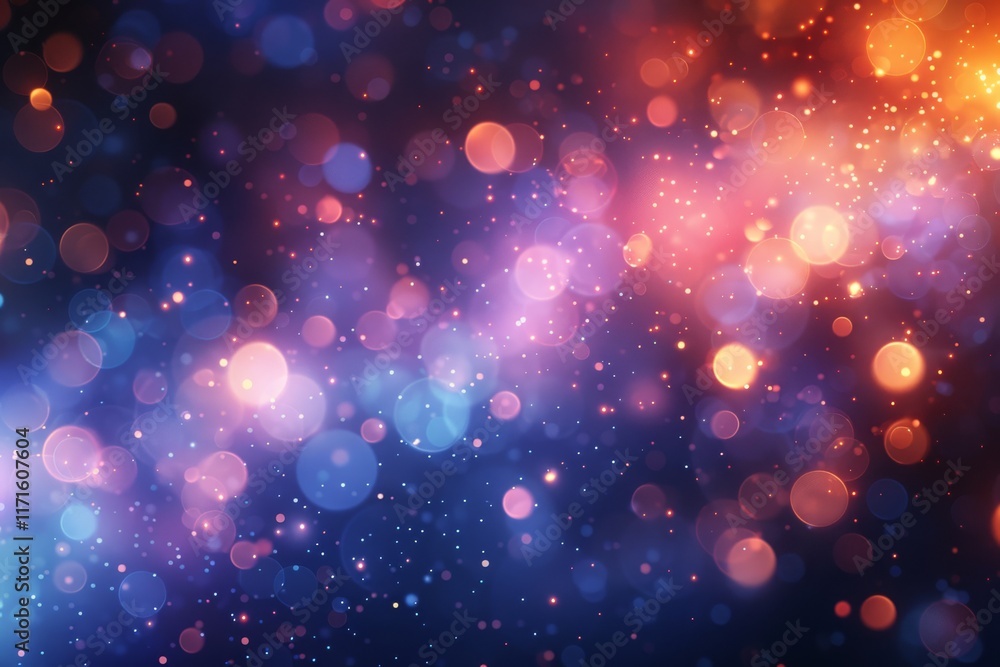 Poster colorful bokeh lights float against a dark background, creating a dreamy effect. concept of abstract