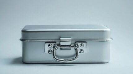 Sleek Silver Metal Box: Portable Storage Container
