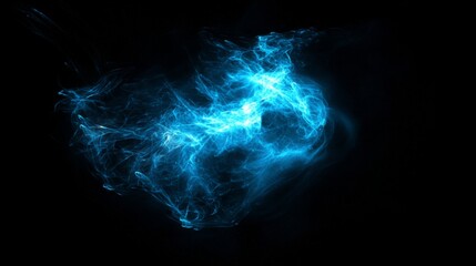 Abstract Blue Energy Burst: Glowing Plasma and Electric Fractal Art