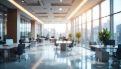 Luminous Office Backdrop with Panoramic Windows and Ambient Light