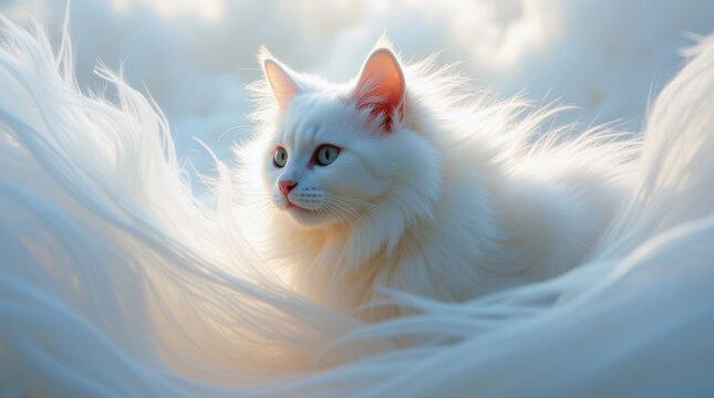 white fluffy cat