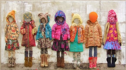 Fototapeta premium Colorful winter coats collage showcasing trendy designs for the upcoming season