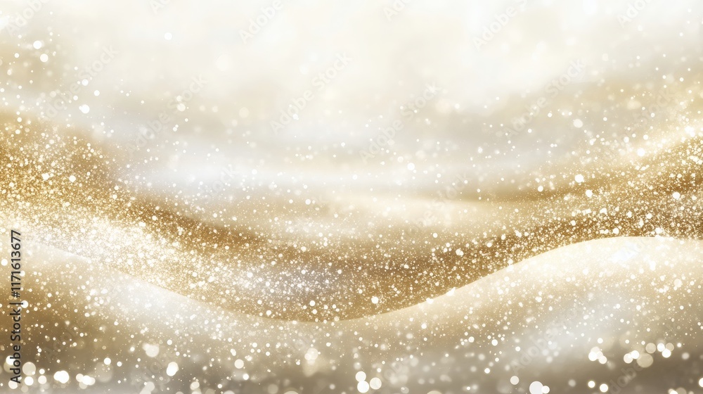 Poster shimmering golden background filled with soft glowing light particles and bokeh effects background