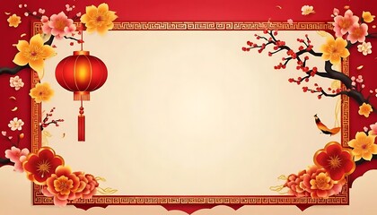 Chinese New Year Card Template with Blank Space for Customization