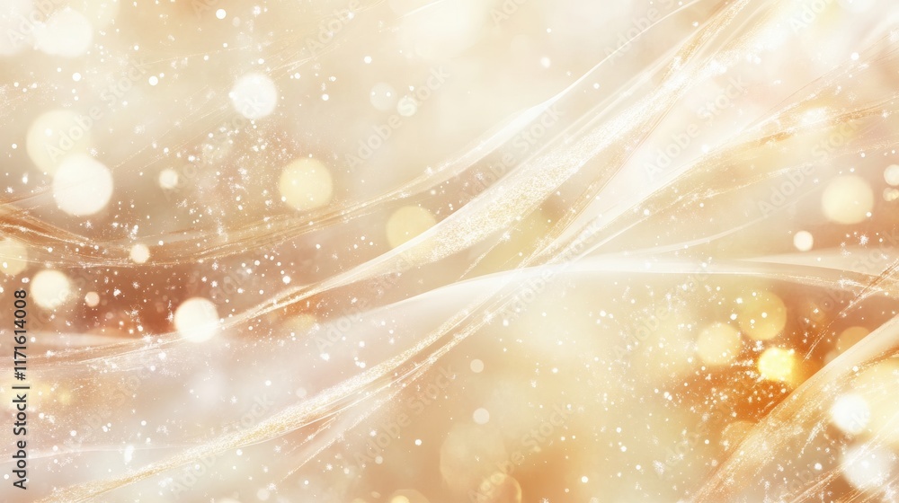 Poster shimmering golden background filled with soft glowing light particles and bokeh effects background