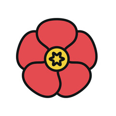 Poppy flower icon features a vibrant and striking design