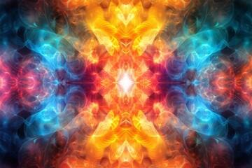 kaleidoscopic effects dissolve into radiant abstract digital designs., Generative AI