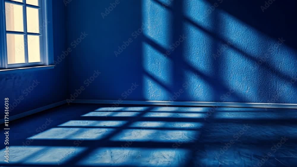 Aufkleber soft blue shadows create an intriguing pattern on the floor of a sunlit room during the afternoon